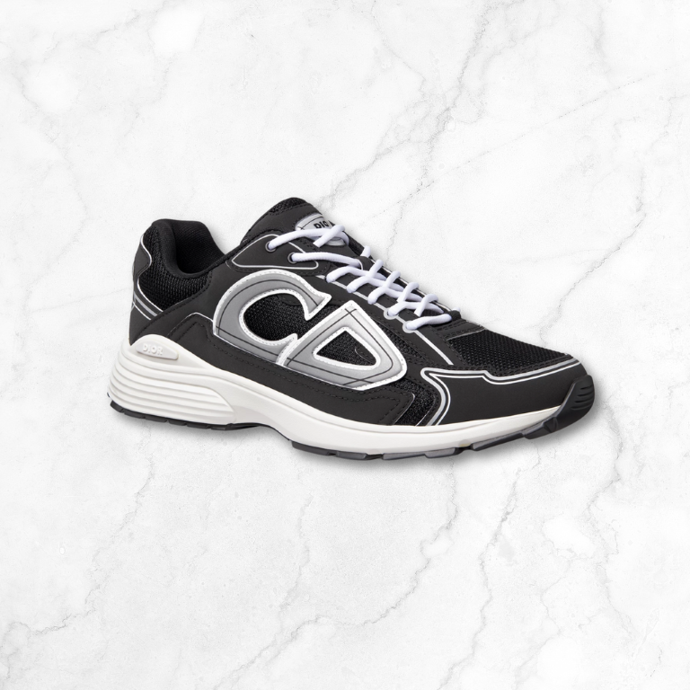 Black & White Technical Mesh Sneakers