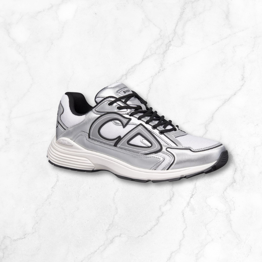 White Metallic & Silver-Tone Sneakers