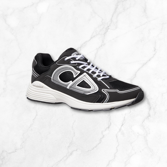 Black & White Technical Mesh Sneakers
