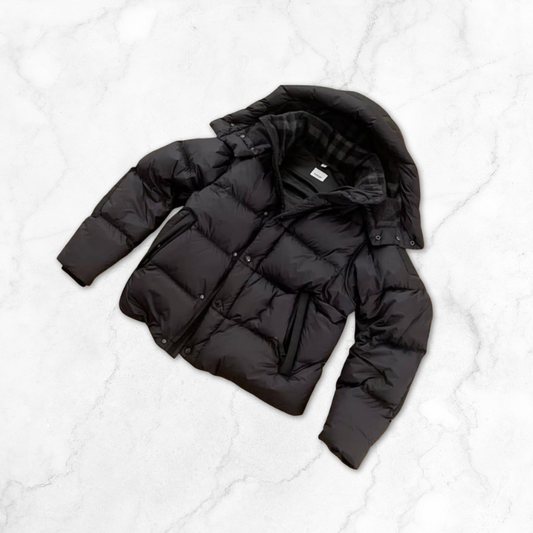Black Checked Brand Puffer